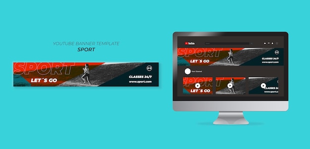 Flat Design Sport Concept YouTube Banner – Free Download