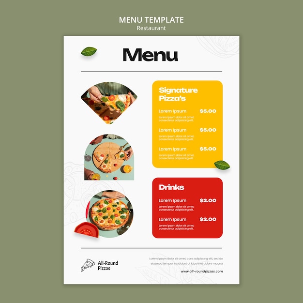 Delicious Food Restaurant Menu Template for Free Download