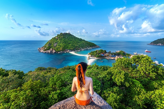 Woman in Bikini at Nang Yuan Island Viewpoint – Free Stock Photo for Download