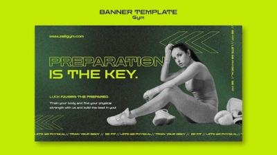 Horizontal Banner Template for Gym Training – Free Download