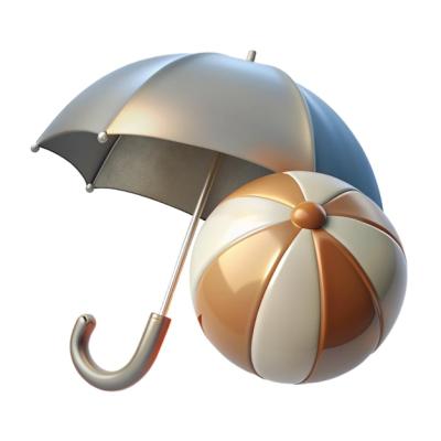 A Gold Umbrella with a Silver Umbrella and an Orange Ball – Free Stock Photo for Download