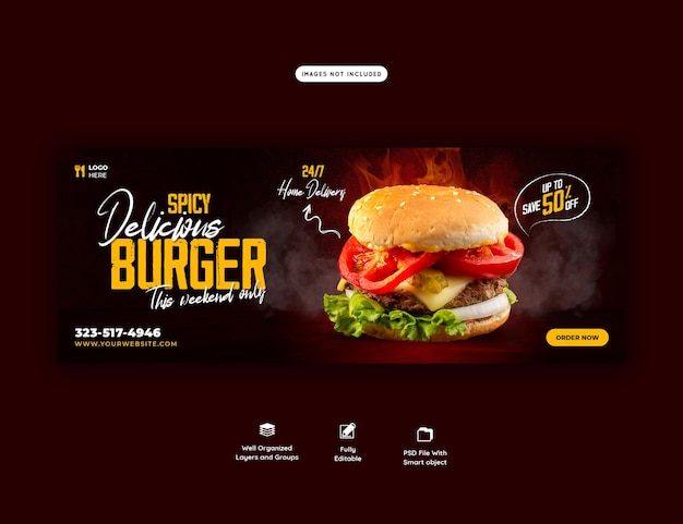 Delicious Burger and Food Menu Facebook Cover Template – Free Download