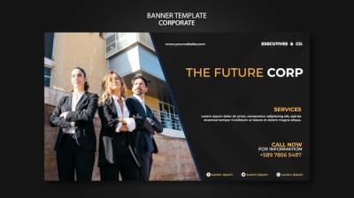 Corporate Banner Template Featuring Professional Imagery – Free Download