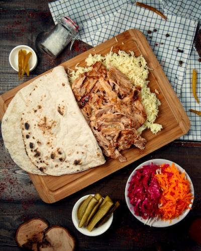 Boiled Rice and Chicken on a Wooden Board – Free Stock Photo for Download