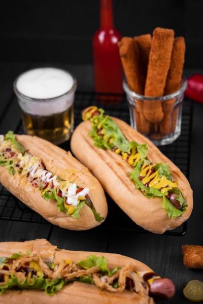 High Angle of Hot Dogs with Drink – Free Stock Photo for Download