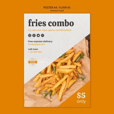 Delicious American Fast Food and Fries Combo Poster – Free Download