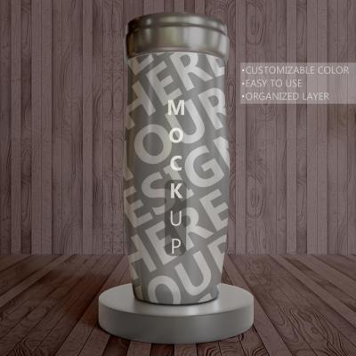 Close Up Tumbler Mockup Isolated on Wooden Plank – Free Download