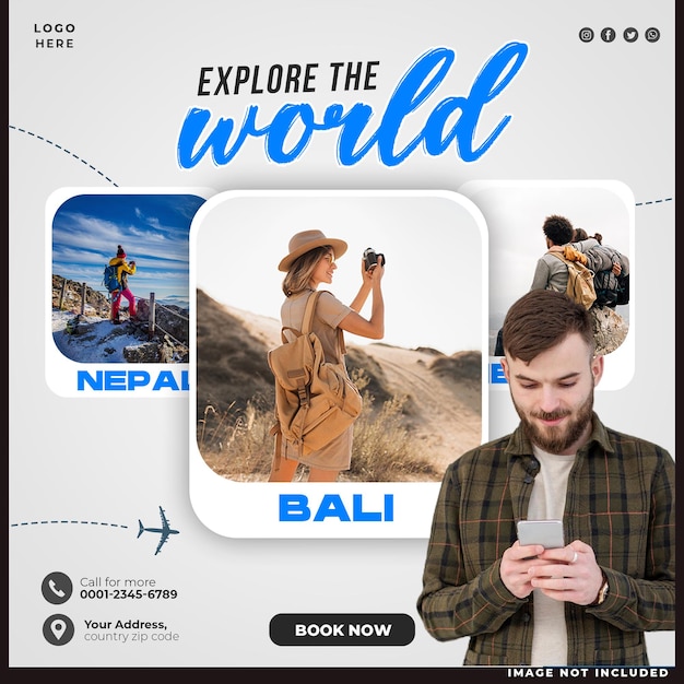 Travel Agency Social Media Post Template – Free to Download