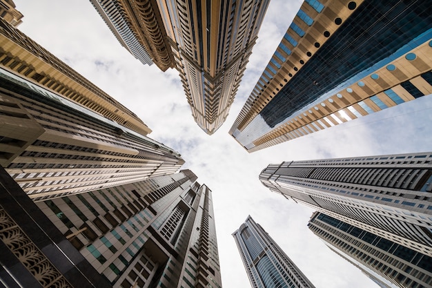 Dramatic Low Angle View of Dubai Skyscrapers – Free Stock Photo for Download