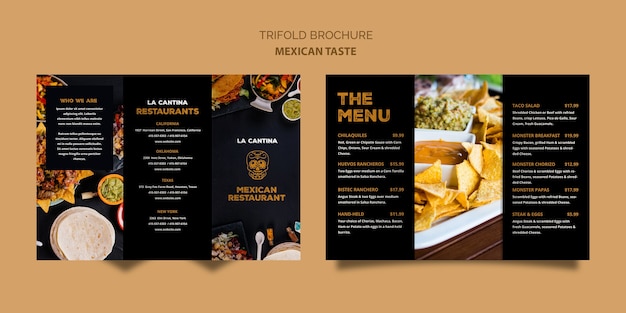 Mexican Restaurant Trifold Brochure Template – Download Free Stock Photo