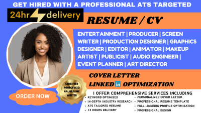 I Will Create a Compelling Entertainment Resume for Producers, Screenwriters, Designers, and Editors