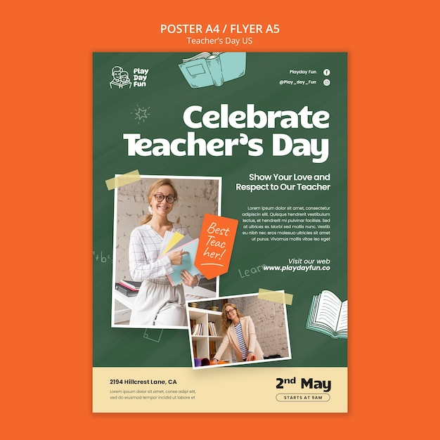 Teacher’s Day Celebration Poster Template – Free Download