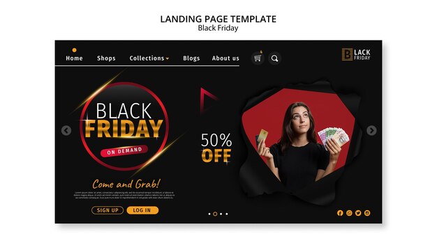 Black Friday Concept Landing Page Template – Download Free Stock Photo