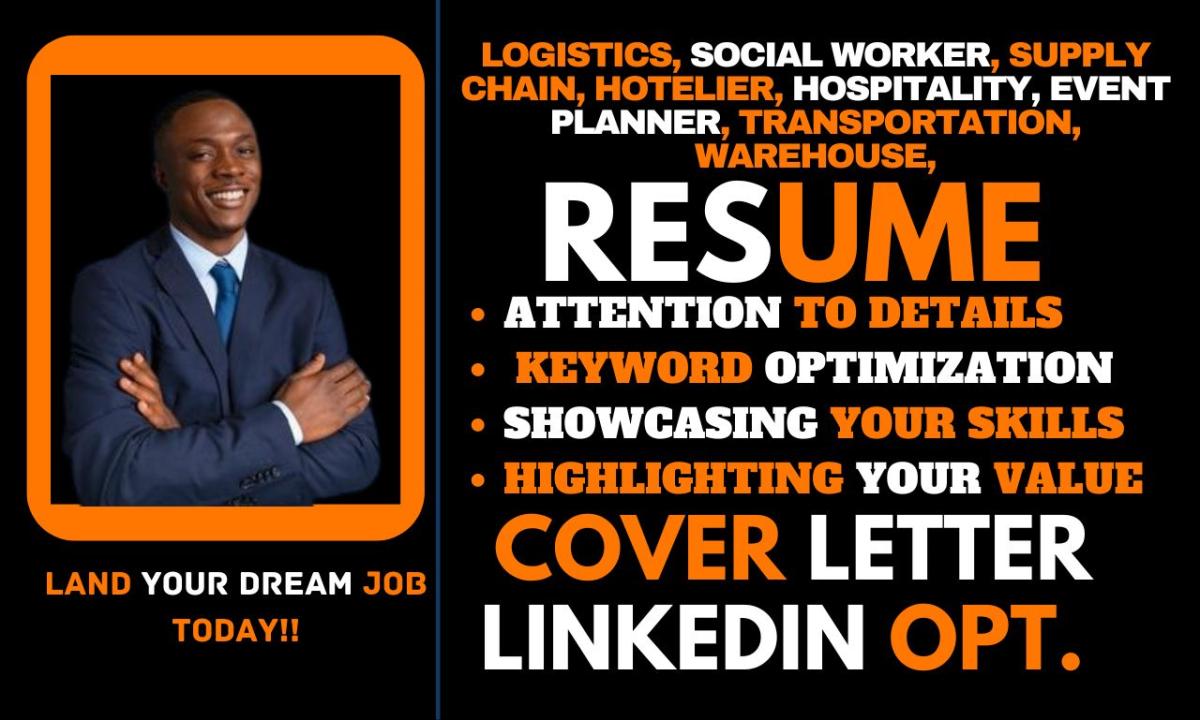 I Will Craft a Professional Resume for Logistics, Supply Chain, Warehouse, Transportation, and Inventory