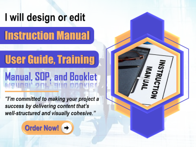 I Will Design or Edit Instruction Manual, User Guide, Training Manual, SOP, and Booklet