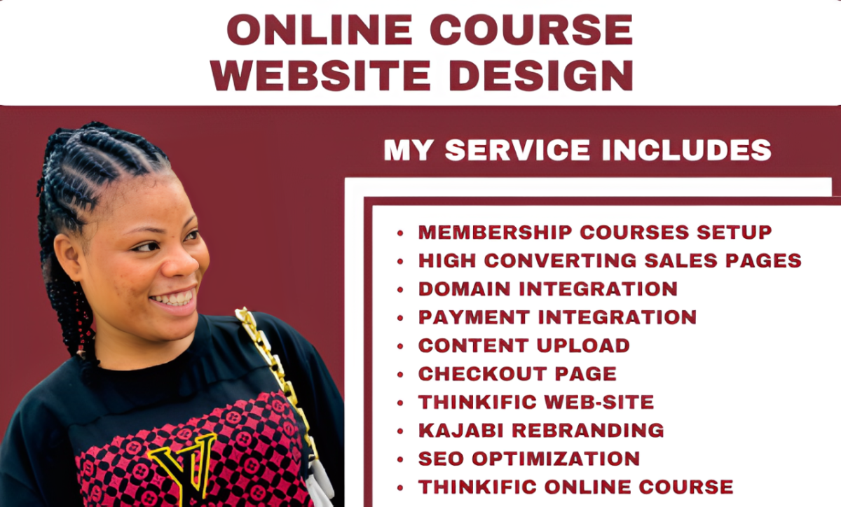 I Will Design an Online Course Website on Thinkific, Kajabi, and Teachable