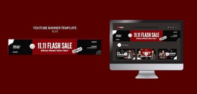 11.11 Flash Sale YouTube Banner â Free Download of PSD Template