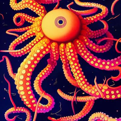 Fantasy Illustration of a Giant Octopus with One Big Eye – Free Download