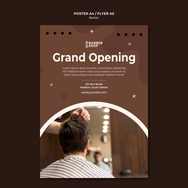 Barber Shop Grand Opening Poster Template – Free Download