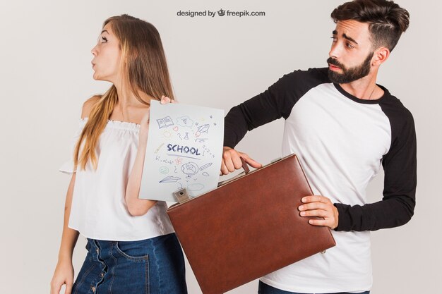 Couple with Suitcase and Paper – Free Stock Photo, Download Free