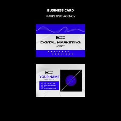 Flat Design Marketing Agency Business Card – Free Download