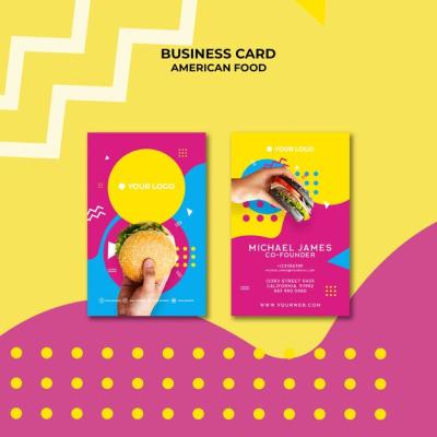 American Food Vertical Business Card Template – Free Download