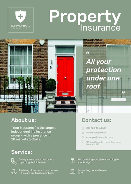 Property Insurance Poster Template PSD – Editable Text, Free Download