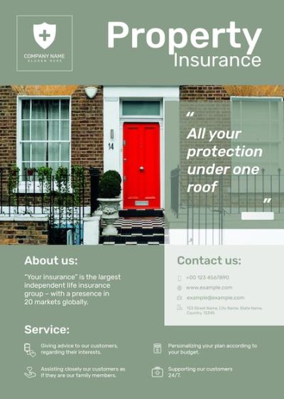 Property Insurance Poster Template PSD – Editable Text, Free Download