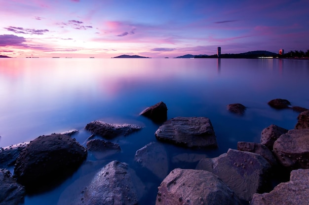 Long Exposure Seascape at Dusk in Kota Kinabalu Beach, Sabah, Borneo – Free Download