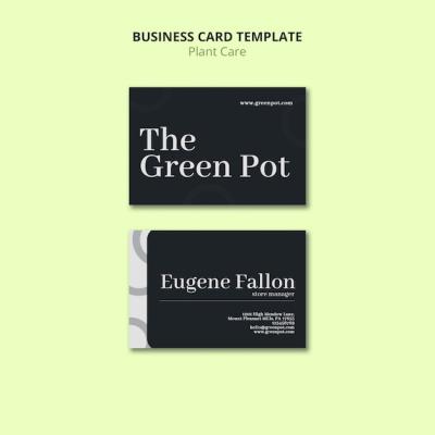 Horizontal Business Card Template for Plant Care – Free to Download