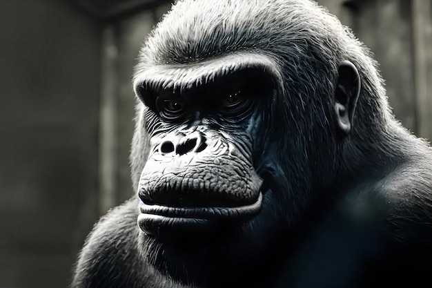 A Gorilla Against a Black Background | Free Download Stock Photo