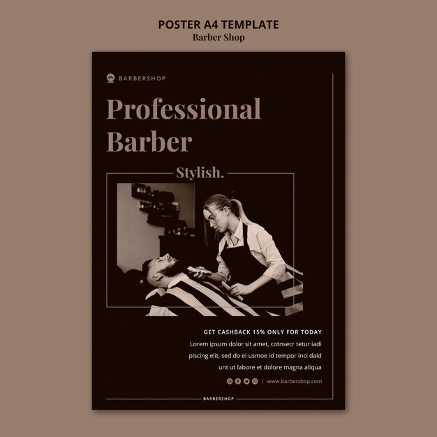 Barber Shop Poster A4 Template – Free Download