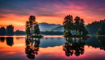 A Serene Sunset Lake: Vibrant Reflections – Free Stock Photo for Download