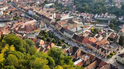 Aerial Drone View of the Historic Centre of Sighisoara, Romania – Free to Download