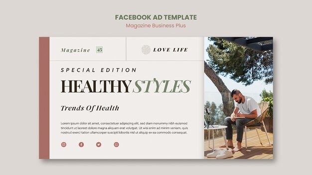 Flat Design Magazine Facebook Ad Template – Free Download