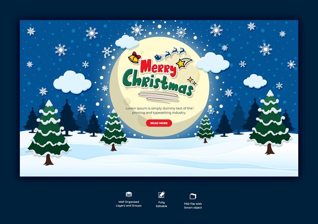 Merry Christmas and Happy New Year Web Banner Template – Free Download