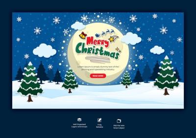 Merry Christmas and Happy New Year Web Banner Template – Free Download