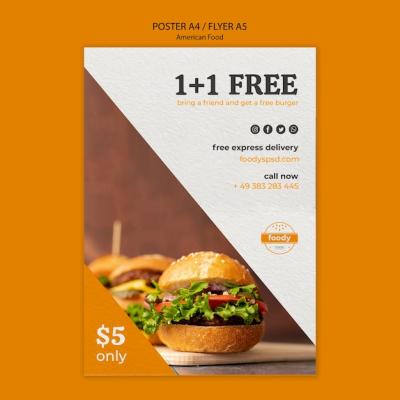 American Fast Food and Fries Combo Flyer – Free Download