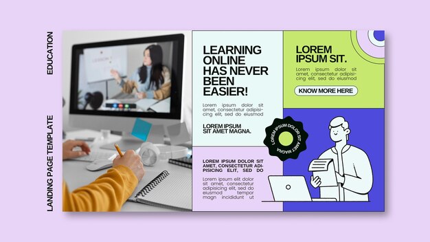 Flat Design Education Landing Page – Free Stock Photo, Download for Free