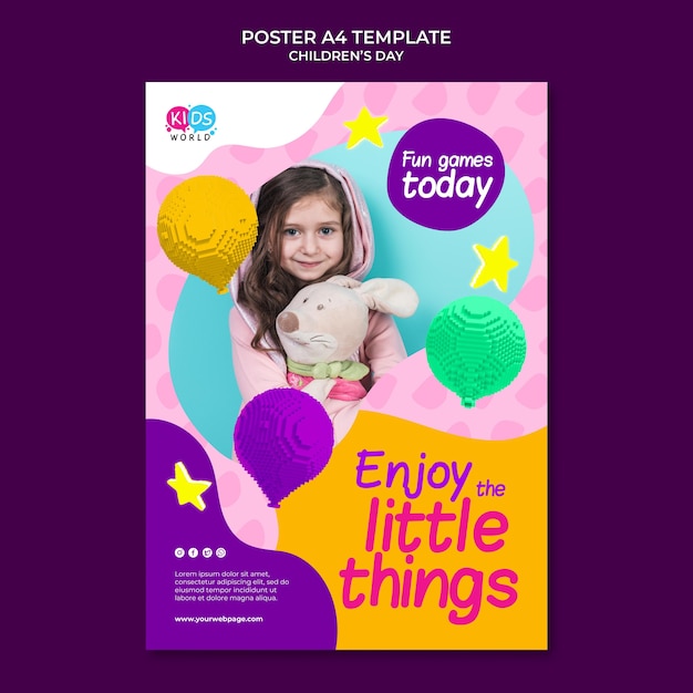 Fun Colorful Children’s Day Print Template – Free Download