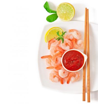 Tails of Shrimps with Fresh Lemon and Rosemary in a White Bowl – Free to Download