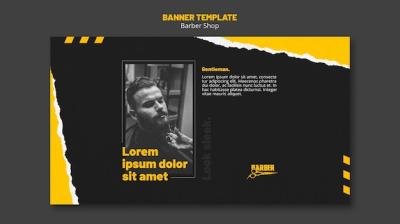 Horizontal Banner Template for Barber Shop Business – Free Download