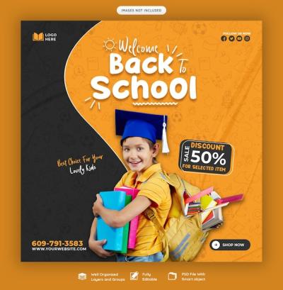 Back to School Social Media Post Banner Template – Free Download