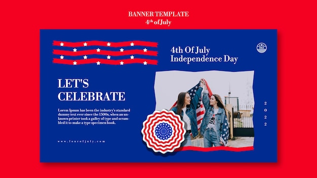 4th of July Banner Template Design – Free Download