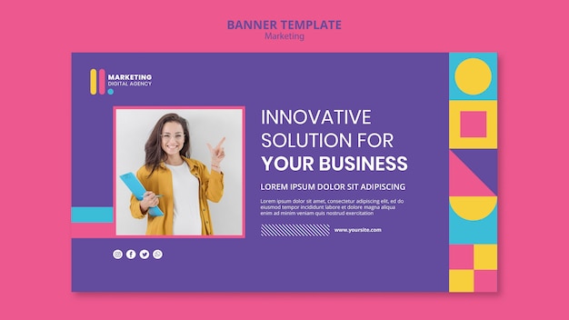 Horizontal Banner Template for Creative Marketing Agency – Free Download