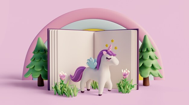 3D Background Featuring a Fairytale Reading Children’s Book – Free Download