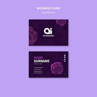 Futuristic AI Tech Horizontal Business Card Template – Free Download