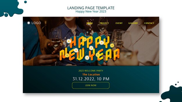 New Year 2023 Landing Page Template Design – Free Download