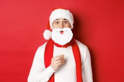 Funny Man in Santa Hat Enjoying New Year Party – Free Stock Photo, Download for Free