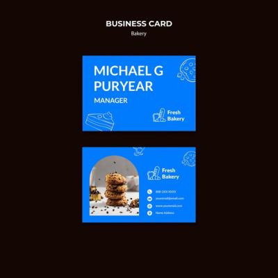 Horizontal Business Card Template for Bakery – Free Download